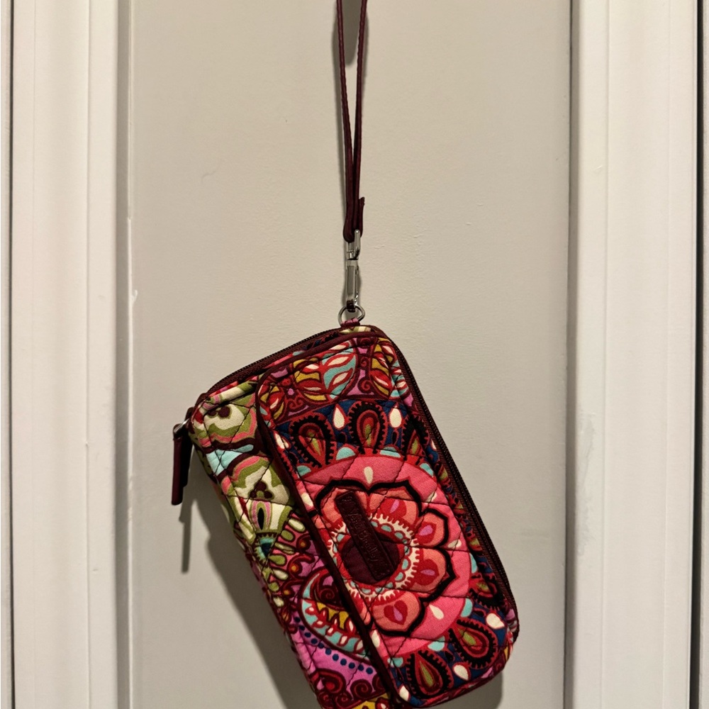 Vera Bradley Red Multi Floral Quilted Wristlet Wallet